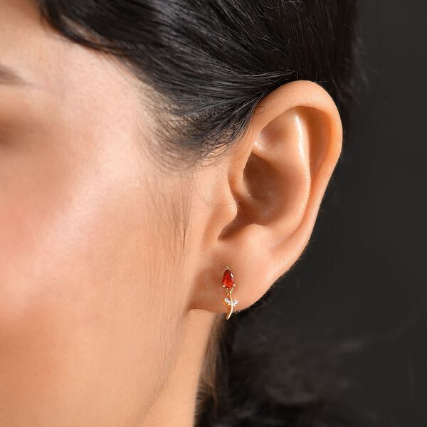 D'Joy AA mexikanische Kirschfeuer-Opal und Zirkon Ohrringe - 0,38 ct. image number 3