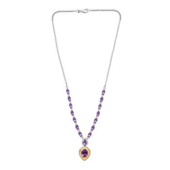 AA Marokkanische Amethyst und Zirkon-Halskette, 45 cm - 9,13 ct.