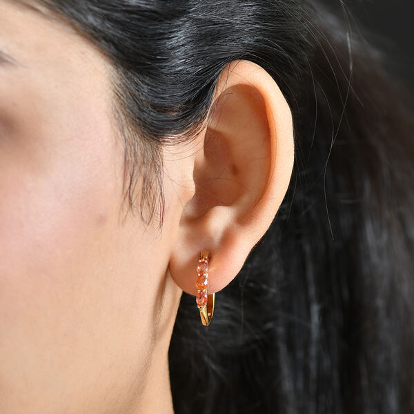 D'Joy AA Orange Saphir Ohrringe 925 Silber 750 Gelb Vergoldet ca. 1.51 ct image number 3