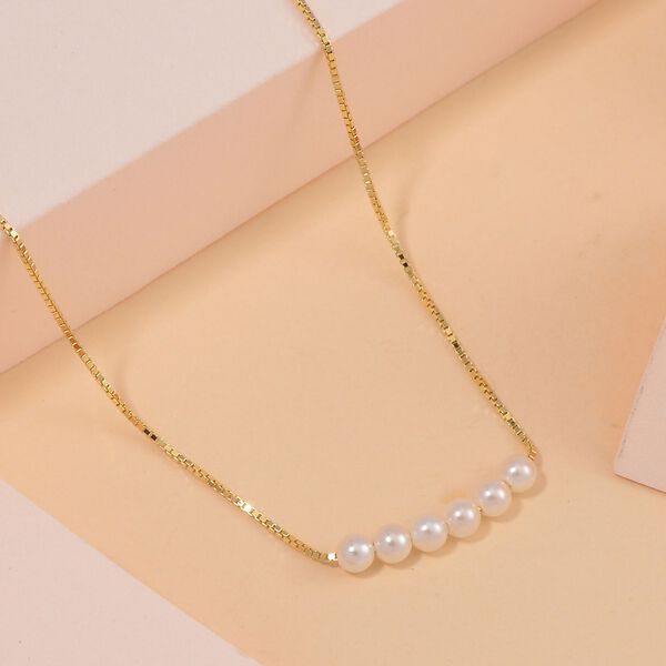 Wei&szlig;e Muschelkernperle Halskette, 40.5 cm - 3,72 ct, image number 2