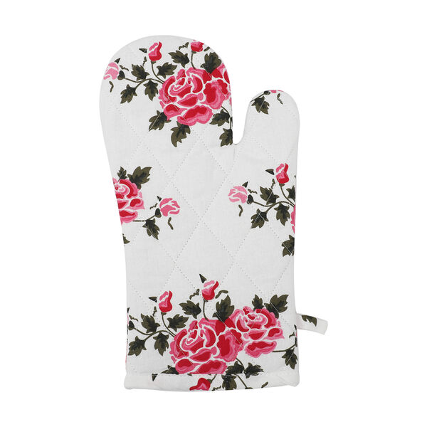 100% Baumwolle K&uuml;chen-Set, Sch&uuml;rze, Handschuh und Topflappen, Blumen, Rote Rosen, 3 teilig image number 6