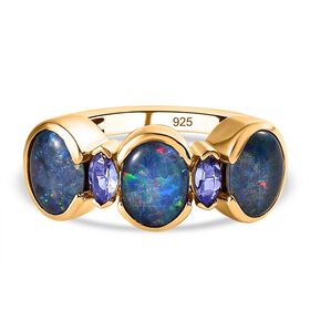Boulder Opal Triplett und Tansanit Ring - 3,32 ct.