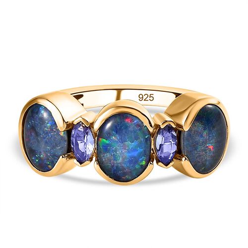 Boulder Opal Triplett und Tansanit Ring - 3,32 ct. image number 0
