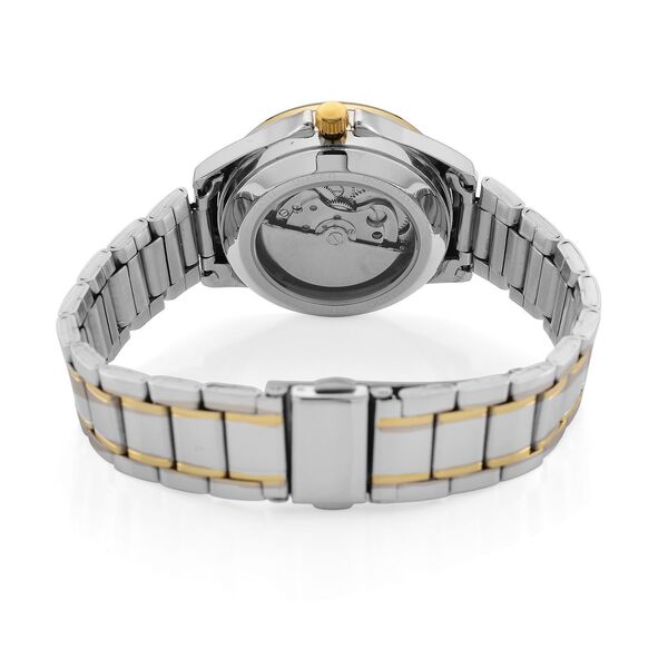 GENOA TIME V2 - Automatik-Armbanduhr, Mechanisches Uhrwerk, Edelstahlarmband, bicolor, Wei&szlig;es Zifferblatt, 36 mm image number 7