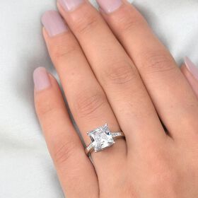 LUSTRO STELLA Hergestellt mit ZIRKONIA Solitär-Ring 925 Silber Platin-Überzug