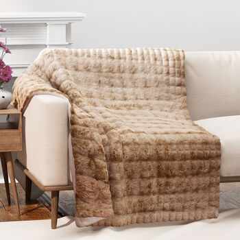 Serenity Night: Superweiche doppellagige Decke, luxuri&ouml;ses Kunstfell mit Mikropl&uuml;schfutter, 750gsm, 150x200 cm, Hellbraun