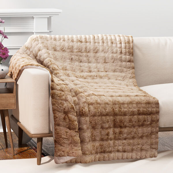 Serenity Night: Superweiche doppellagige Decke, luxuri&ouml;ses Kunstfell mit Mikropl&uuml;schfutter, 750gsm, 150x200 cm, Hellbraun image number 2