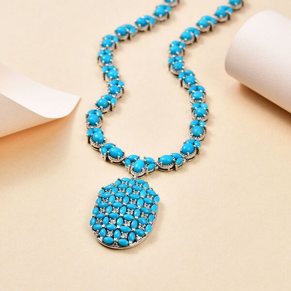 AA Amerikanische nat&uuml;rliche Sleeping Beauty T&uuml;rkis und Zirkon-Halskette, 45 cm &ndash; 21,93 ct. image number 2