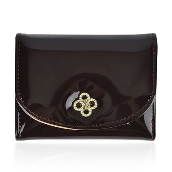 Gl&auml;nzendes RFID-Schutz Portemonnaie aus Lackleder, Gr&ouml;&szlig;e: 11x8.5x2cm, Braun