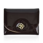 Glänzendes RFID-Schutz Portemonnaie aus Lackleder, Größe: 11x8.5x2cm, Braun