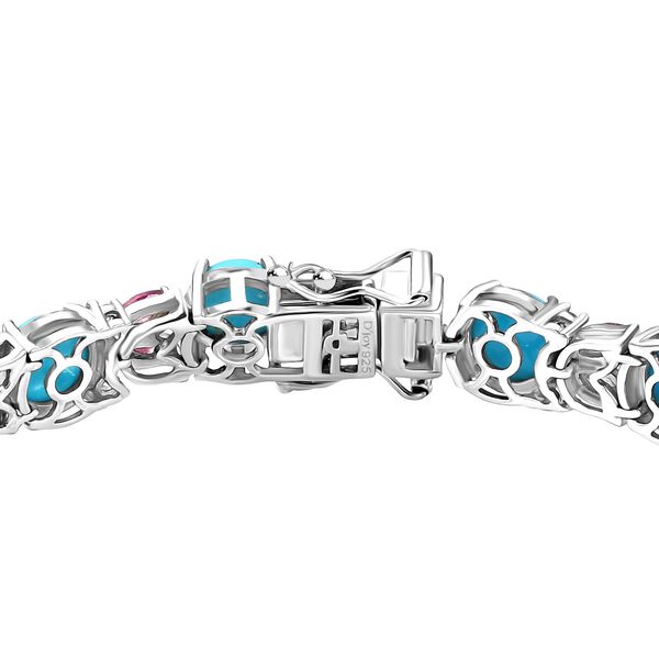 D'Joy AA Sleeping Beauty Türkis, Natürlicher Rhodolith Granat Armband ca. 19 cm 925 Silber rhodiniert ca. 20.19 ct image number 4