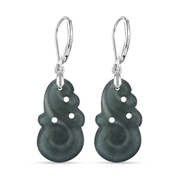 D'Joy Nat&uuml;rlicher Olmek Jadeit Ohrringe 925 Silber Rhodiniert ca. 10,00 ct. image number 4