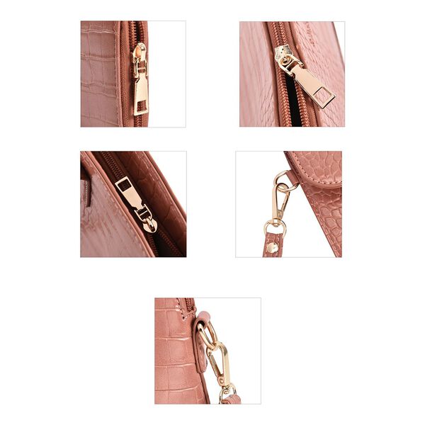 Passage - 4er-Set Handtaschen mit Krokodilpr&auml;gung; enth&auml;lt Schultertasche, Cross Body Bag, Clutch Bag und Portemonnaie, Rosa image number 8