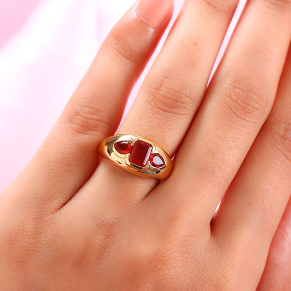 Mexikanischer Kirschfeuer-Opal Ring 925 Silber vergoldet  ca. 1,17 ct image number 3