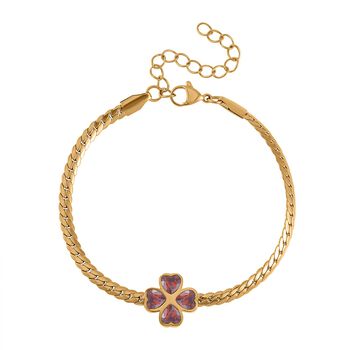 Roter Kristall Schmuckset Reiner Edelstahl IP-Gelbbeschichtung