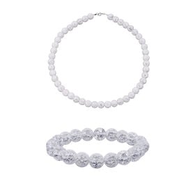 Eis Quarz Halskette 45cm und Armband 19cm