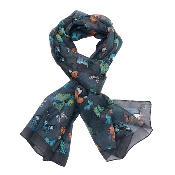 Bedruckter 100% Satin-Seidenschal, 48x160cm, Orange image number 4