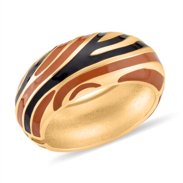 Emaille-Armreif im Wellen-Design, ca. 18 cm, Braun image number 3