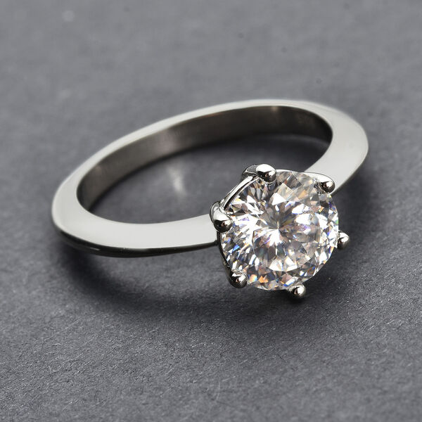 Moissanit Solit&auml;r Ring in Silber, 1,75 ct. image number 2