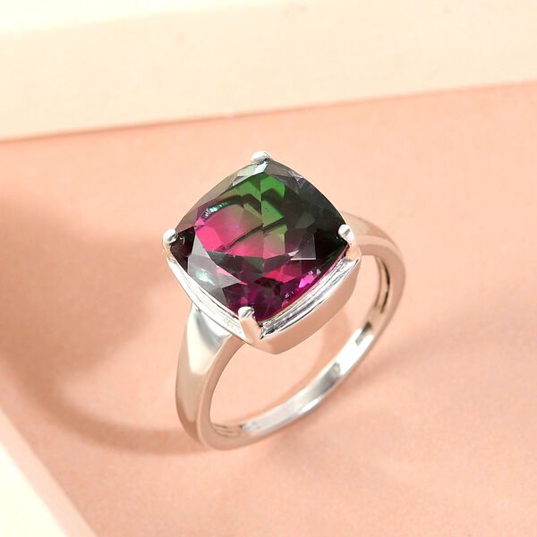 Wassermelonen-Quarz-Triplett-Ring, 925 Silber platiniert  ca. 5,74 ct image number 2