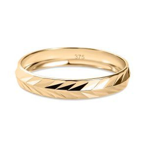 Diamantschliff-Muster Bandring in 375 Gold image number 0