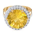 AAA Ouro Verde-Quarz, Weißer Zirkon Ring 925 Silber Gelbgold Vermeil (Größe 21.00) ca. 9,58 ct