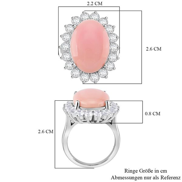 D'Joy Nat&uuml;rlicher Rosa K&ouml;nigsmuschel Perle (18x13 mm), Wei&szlig;er Zirkon Ring 925 Silber rhodiniert (Gr&ouml;&szlig;e 16.00) image number 4