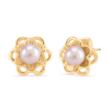 Lila S&uuml;&szlig;wasser Perle Ohrringe Nickelfreies Messing, Goldfarben