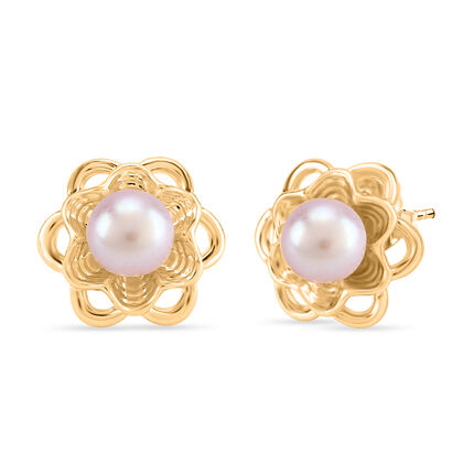 Lila S&uuml;&szlig;wasser Perle Ohrringe Nickelfreies Messing, Goldfarben