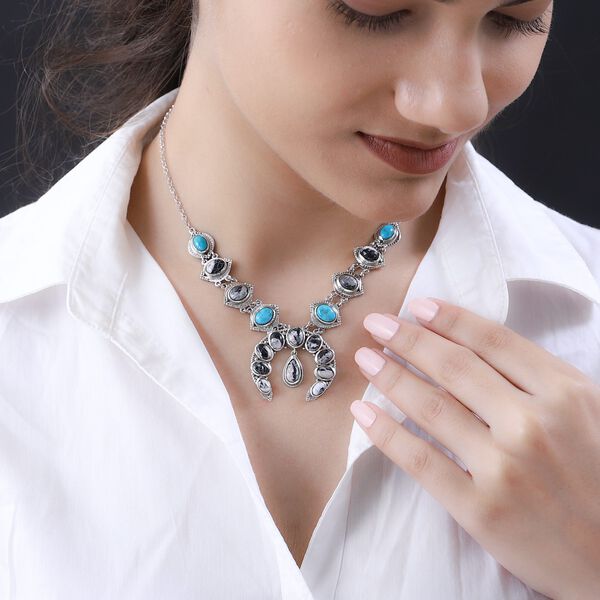 Wei&szlig;e B&uuml;ffel und Southhill T&uuml;rkis-Halskette, 45 cm - 16,37 ct. image number 2