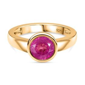 AAA Ilakaka Rosa Saphir (Fissure gefüllt) Ring 925 Silber 750 Gelbgold Vermeil (Größe 21.00) ca. 2,00 ct