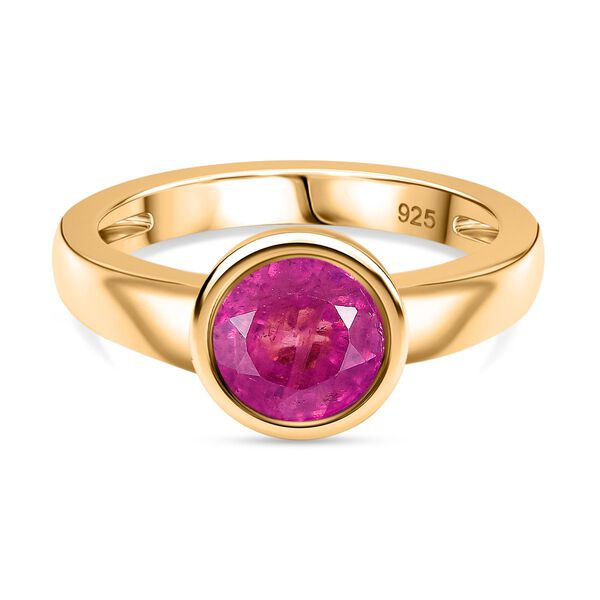 AAA Ilakaka Rosa Saphir (Fissure gef&uuml;llt) Ring 925 Silber 750 Gelbgold Vermeil (Gr&ouml;&szlig;e 21.00) ca. 2,00 ct