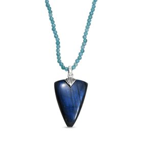 D'Joy AAA Labradorit, Apatit Schmuckset ca. 45 cm 925 Silber rhodiniert ca. 79,24 ct.