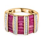 Afrikanischer Rubin (Fissure gefüllt), Weißer Zirkon Ring, 925 Silber Gelbgold Vermeil (Größe 18.00) ca. 3.37 ct