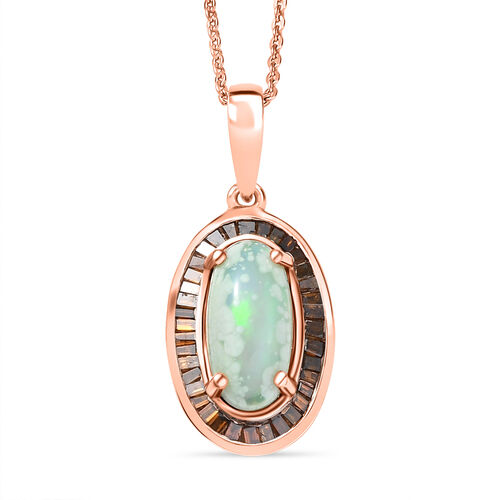 D’Joy AA natürlicher, äthiopischer Welo Opal und roter Diamant Anhänger mit 45cm Kette - 2,45 ct. image number 0