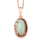 Djoy AA Natürlicher, äthiopischer Welo Opal, Roter Diamant Schmuckset 925 Silber 750 Roségold Vermeil ca. 2,45 ct.