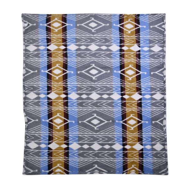 Wolkenweiche Sherpa-Decke mit Santa-Fe Muster, Grau und Mehrfarbig image number 2