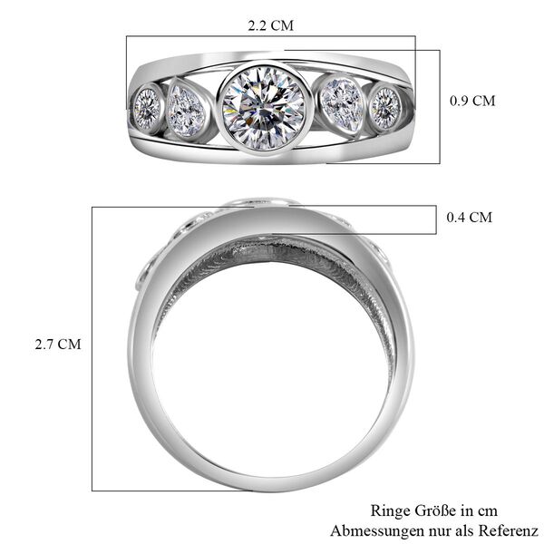 Lustro Stella - Weißer Zirkonia Ring, 925 Silber platiniert, ca. 1,96 ct image number 6