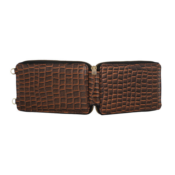 Unisex Brieftasche aus echtem Leder, Gr&ouml;&szlig;e 17,7x2,5x10 cm, Braun image number 4