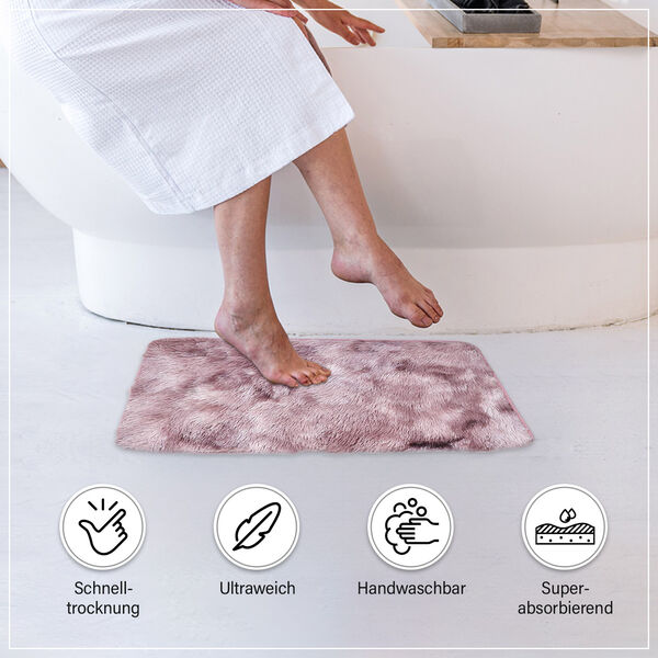 2er Set - Verlauf-Pl&uuml;sch-Matten mit Anti-Rutsch-R&uuml;ckseite, Rosa image number 2