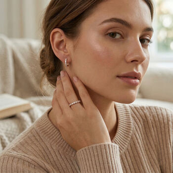 LUXURIANT SI-GH Labor Diamant Ring und Ohrringe, Ros&eacute;gold