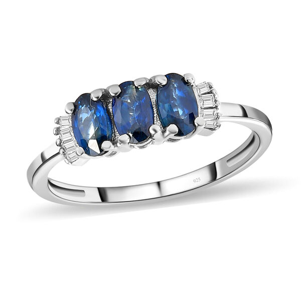 Ozean-gr&uuml;ner Saphir und Diamant-Ring - 1,07 ct. image number 4