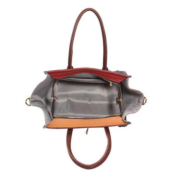 CHAOS BY ELSIE - Schultertasche aus 100% echtem Leder mit RFID Schutz und abnehmbarem Riemen, Größe 28x18x30 cm, Braun image number 6