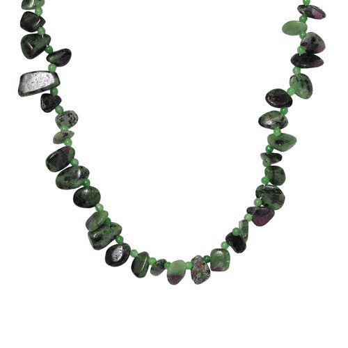 Rubin Zoisite und grüne Jade-Halskette, 50 cm - 182 ct. image number 0