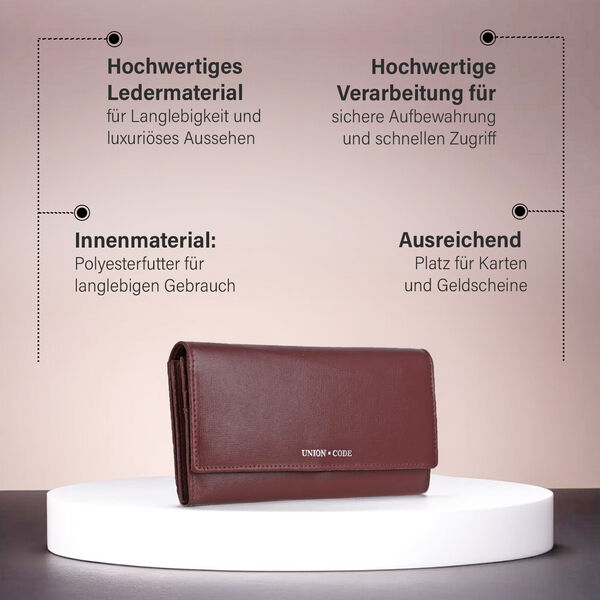 CLOSE OUT - UNION CODE: Echtleder Brieftasche mit Schlangen-Pr&auml;gung, Weinrot image number 2