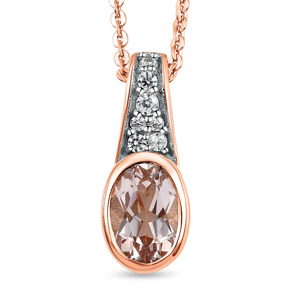 Morganit wei&szlig;er Zirkon-Anh&auml;nger mit Kette, 925 Silber Ros&eacute;gold Vermeil ca. 0.85 ct