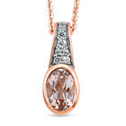 Morganit weißer Zirkon-Anhänger mit Kette, 925 Silber Roségold Vermeil ca. 0.85 ct