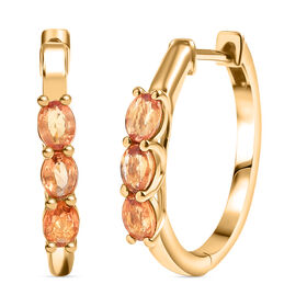 D'Joy AA Goldener Saphir Ohrringe 925 Silber 750 Gelb Vergoldet ca. 1,46 ct.