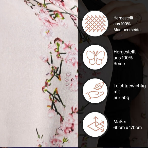LA MAREY - 100% Maulbeeren-Seidenschal, Chiffon, 60x170 cm, Hellrosa image number 3