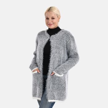 Trendiger Winter-Cardigan mit Taschen, One Size, Schwarz